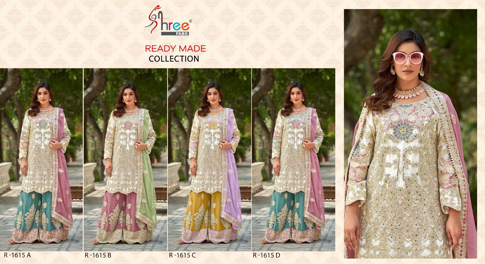  R 1615 Ragga Shree Chiffon Ready Made Pakistani Salwar Suits